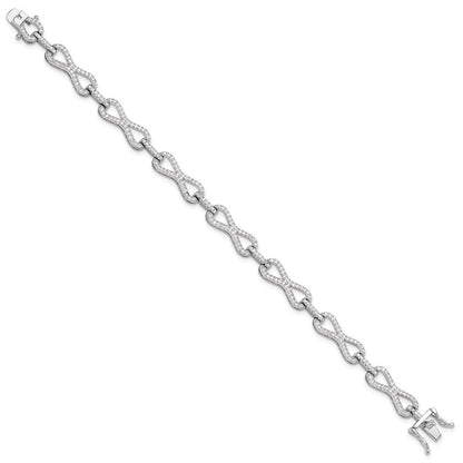 Sterling Silver Rhodium-plated CZ Infinity Link Bracelet