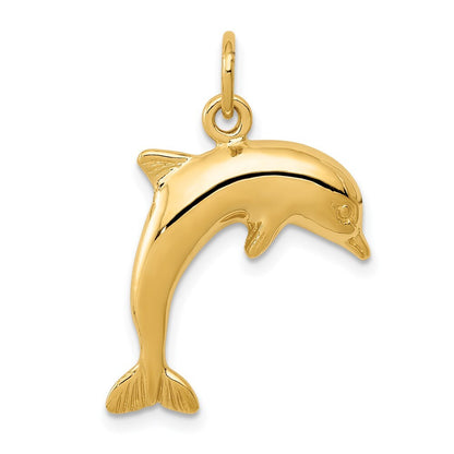 14k Yellow Gold Dolphin Charm Pendant for Women