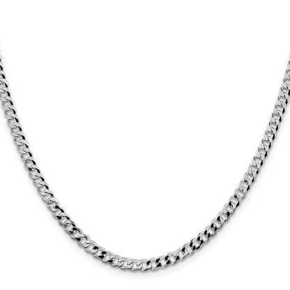Sterling Silver Rhodium-plated 4mm Beveled Curb Chain Necklace