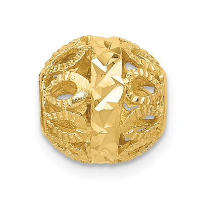 14k Yellow Gold Diamond-cut Filigree Ball Chain Slide