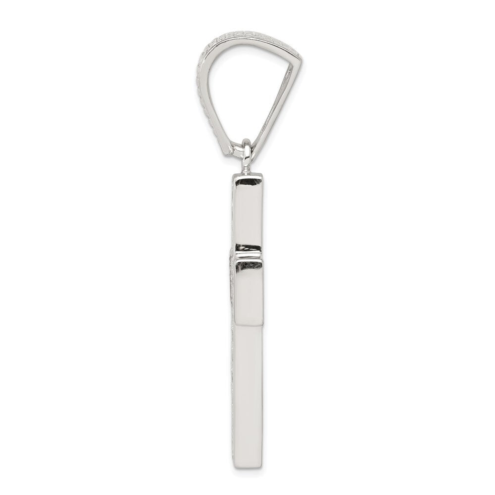 Sterling Silver Rhodium-plated Cubic Zirconia Cross Pendant