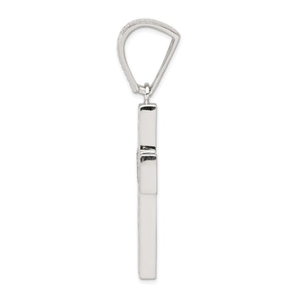 Sterling Silver Rhodium-plated Cubic Zirconia Cross Pendant