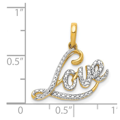 14k Yellow Gold Rhodium .02ct. Diamond LOVE Pendant