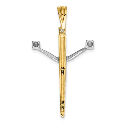 14k Two-tone Gold Crucifix Charm Pendant for Women
