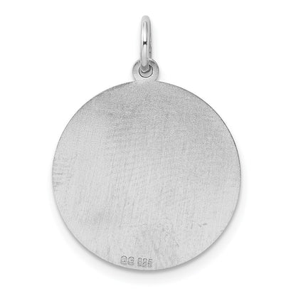 Sterling Silver Engraveable Round Polished Front/Satin Back Disc Charm