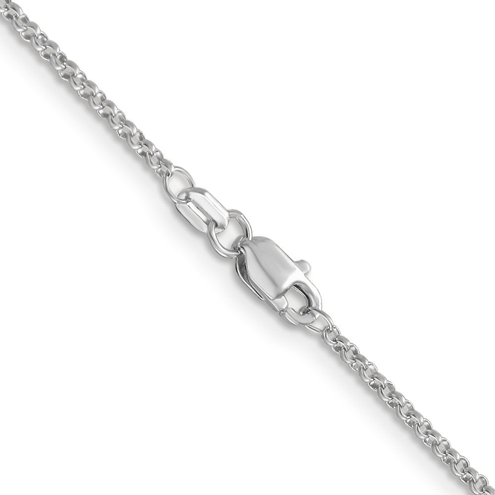 14K White Gold 16 inch 1.55mm Rolo Pendant Chain Necklace