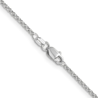 14K White Gold 16 inch 1.55mm Rolo Pendant Chain Necklace