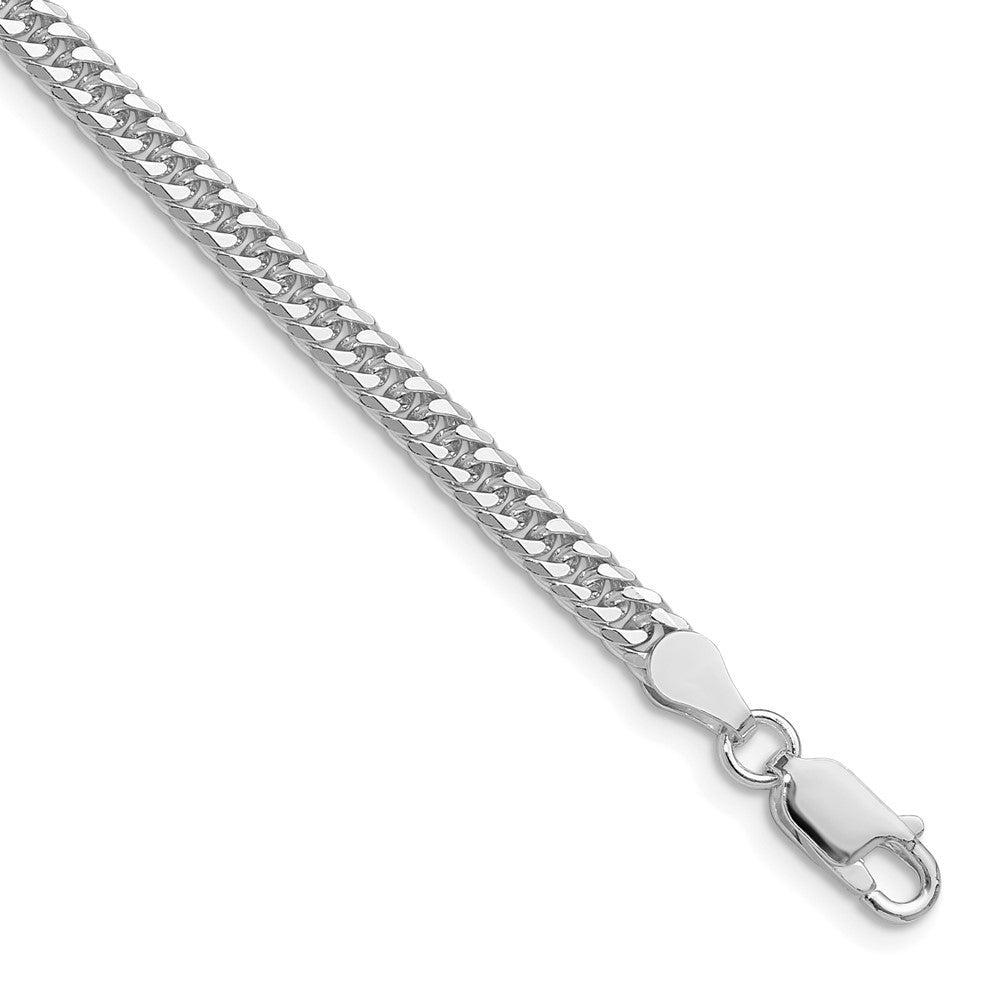 Sterling Silver Rhodium-plated 3.9mm Double Diamond-cut Curb Chain Necklace