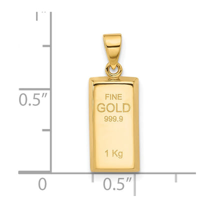 14k Yellow Gold Polished Gold Bar Pendant for Women