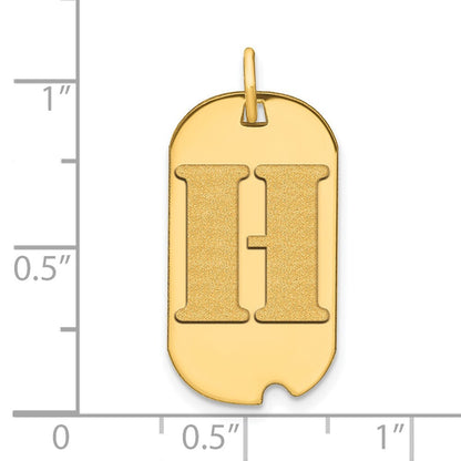 14k Yellow Gold Polished Letter H Initial Dog Tag Pendant for Women