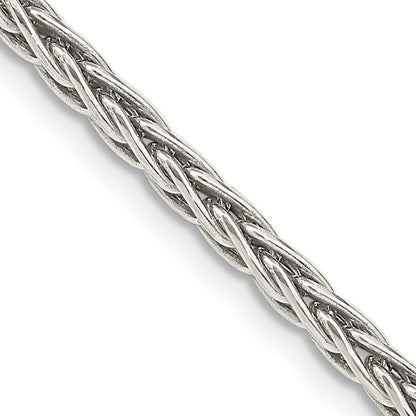 Sterling Silver Antiqued 3.25mm Solid Square Spiga Chain Necklace