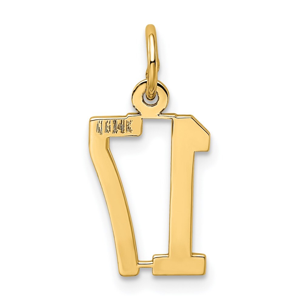 14k Yellow Gold Small Elongated Number 17 Charm Pendant for Women
