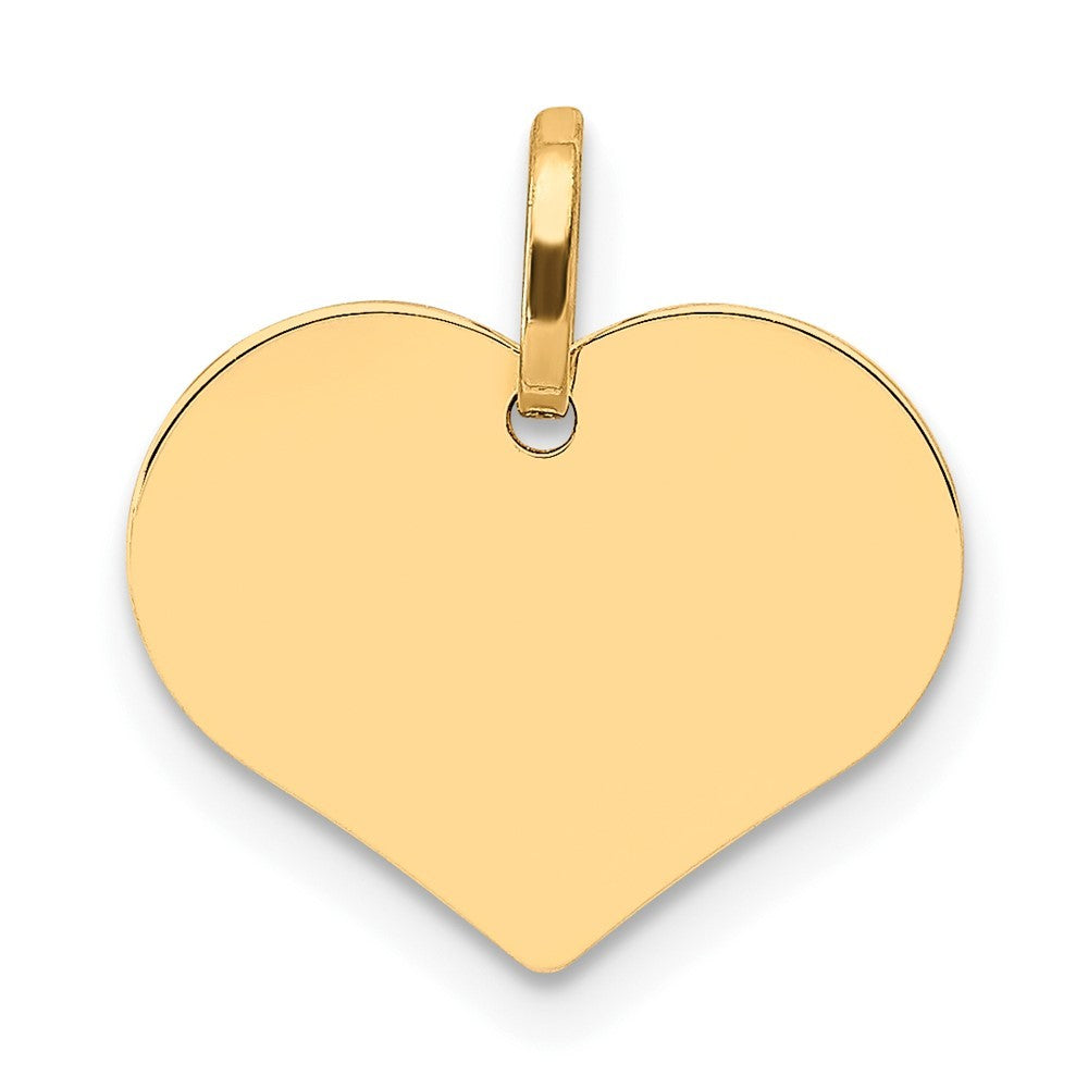 14k Yellow Gold Polished Engravable 14mm Heart Disc Pendant