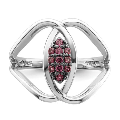 Sterling Silver Rhod-plat Rhodolite Garnet Ring Size 7