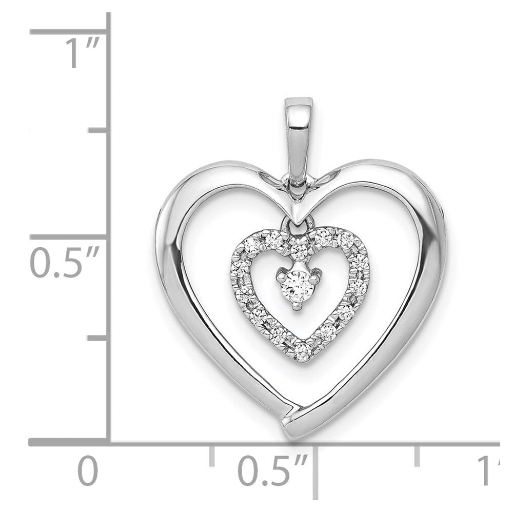 14k White Gold 1/10ct. Diamond Heart Dangle Pendant for Women