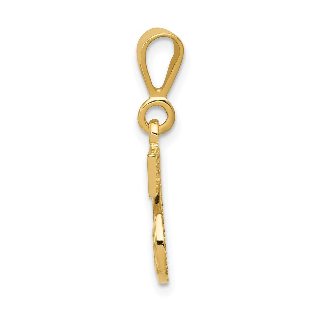 14k Yellow Gold Textured Initial S Charm Pendant for Women