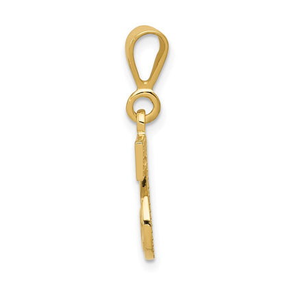 14k Yellow Gold Textured Initial S Charm Pendant for Women