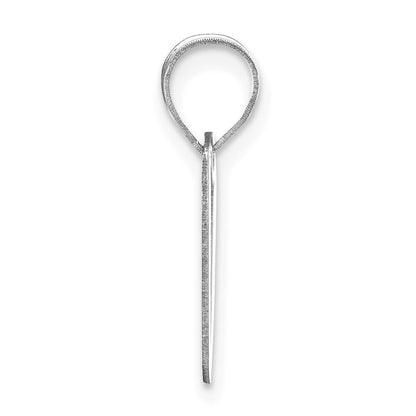 14k White Gold Polished Script Letter V Initial Pendant for Women