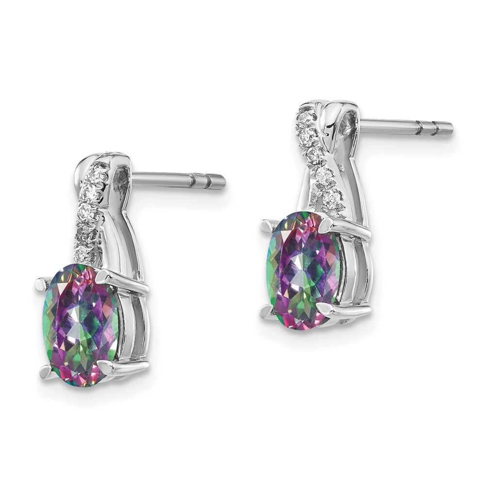14k White Gold Mystic Fire Topaz and Diamond Drop & Dangle Earrings