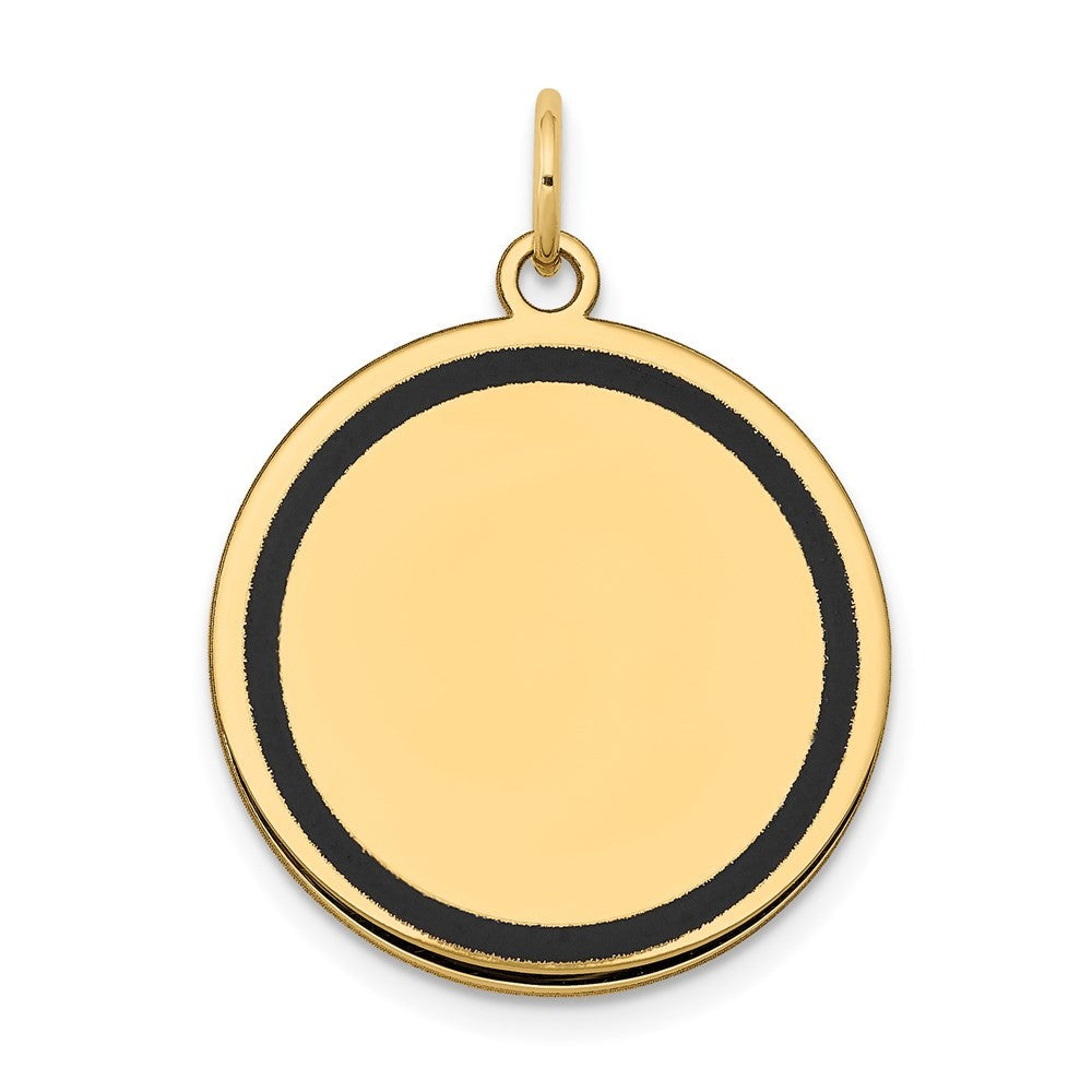 14k Yellow Gold w Enamel .027 Gauge Circular Engravable Disc Charm