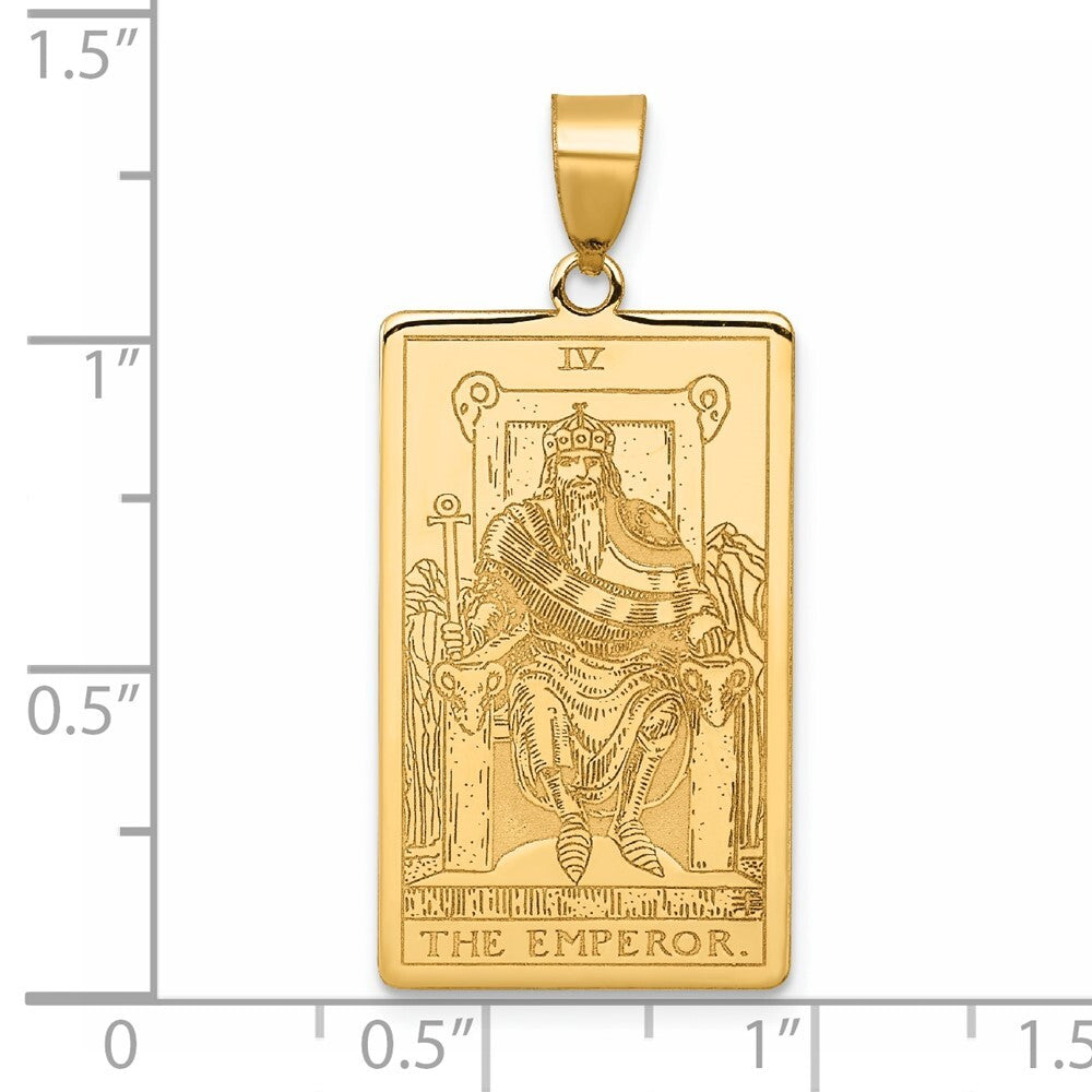14k Yellow Gold The Emperor Tarot Card Pendant for Women