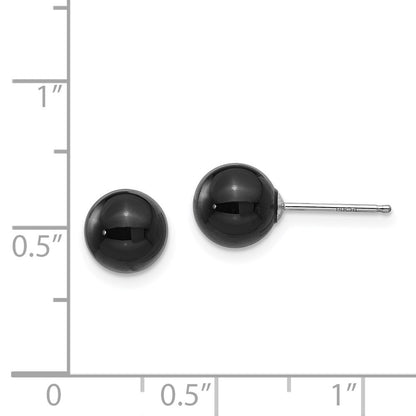 14k White Gold Onyx Bead Stud Earrings Gift for Women