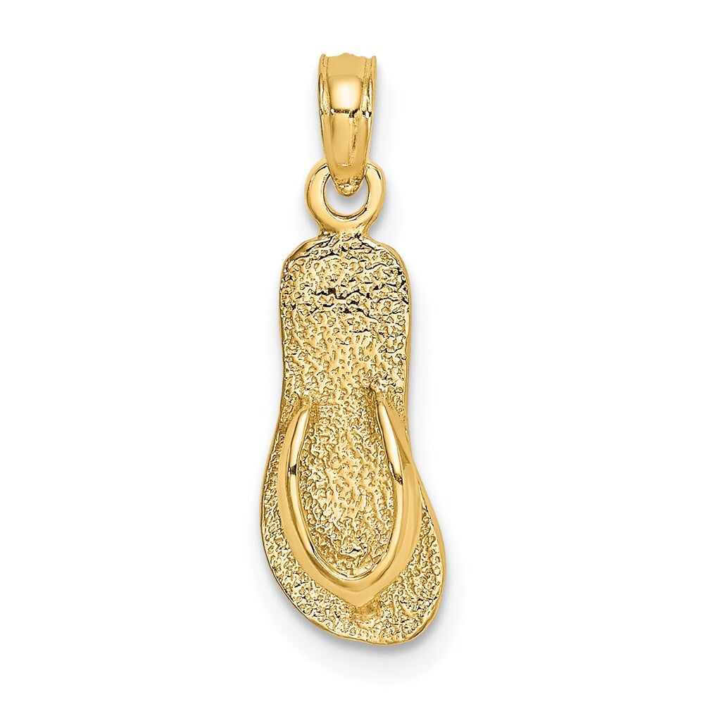 14k Yellow Gold Single Polished Strap Flip-Flop Charm Pendant for Women