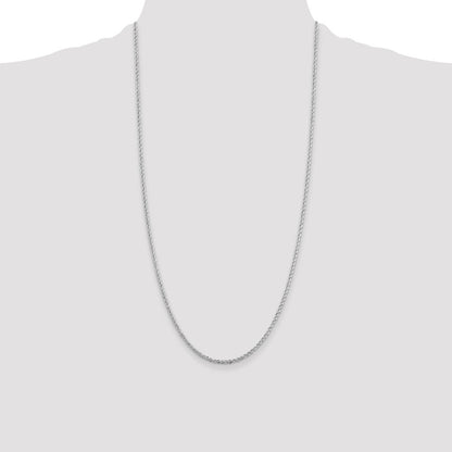 Sterling Silver Rhodium-plated 2.3mm Solid Rope Chain