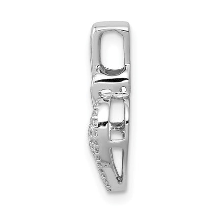 14k White Gold 1/5ct. Diamond Fancy Double Heart Chain Slide Pendant for Women