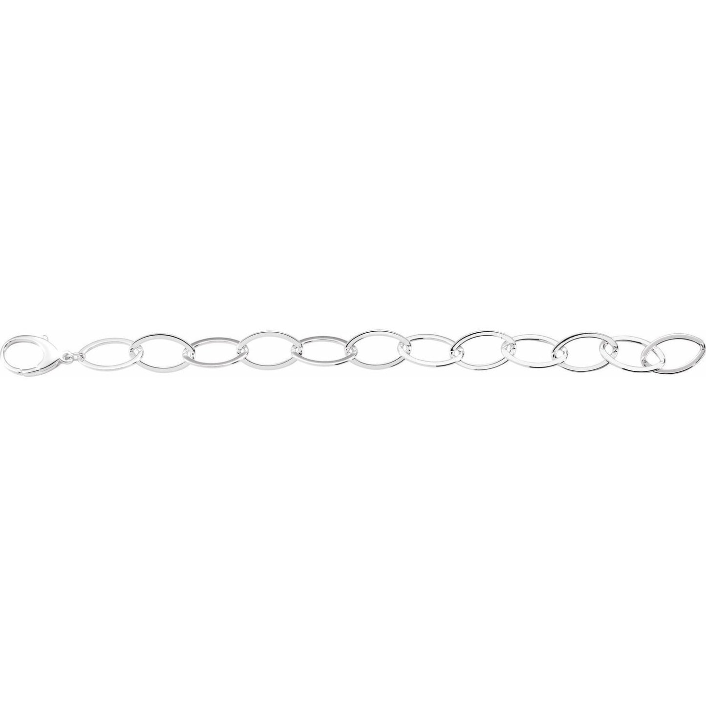 Sterling Silver 11.2 mm Oval Link 8" Bracelet Gift for Women