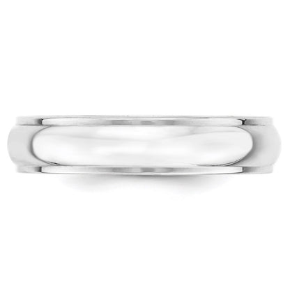 14k White Gold 5mm Half Round with Edge Wedding Band Size 9
