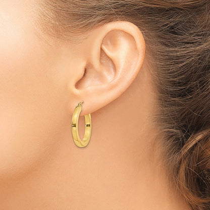 14k Yellow Gold 3mm Polished Square Hoop Earrings Gift for Women