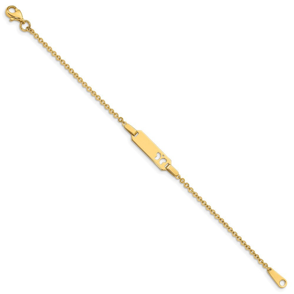 14k Yellow Gold  Cut-out Butterfly 18x5mm Plate 6" Baby/Child ID Bracelet