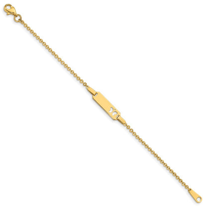 14k Yellow Gold  Cut-out Butterfly 18x5mm Plate 6" Baby/Child ID Bracelet