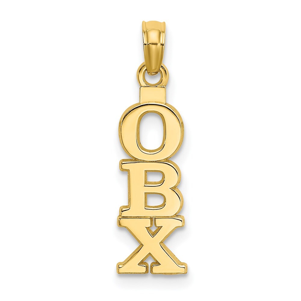 14k Yellow Gold Polished OBX (Outer Banks) Vertical Charm Pendant for Women