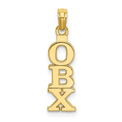 14k Yellow Gold Polished OBX (Outer Banks) Vertical Charm Pendant for Women