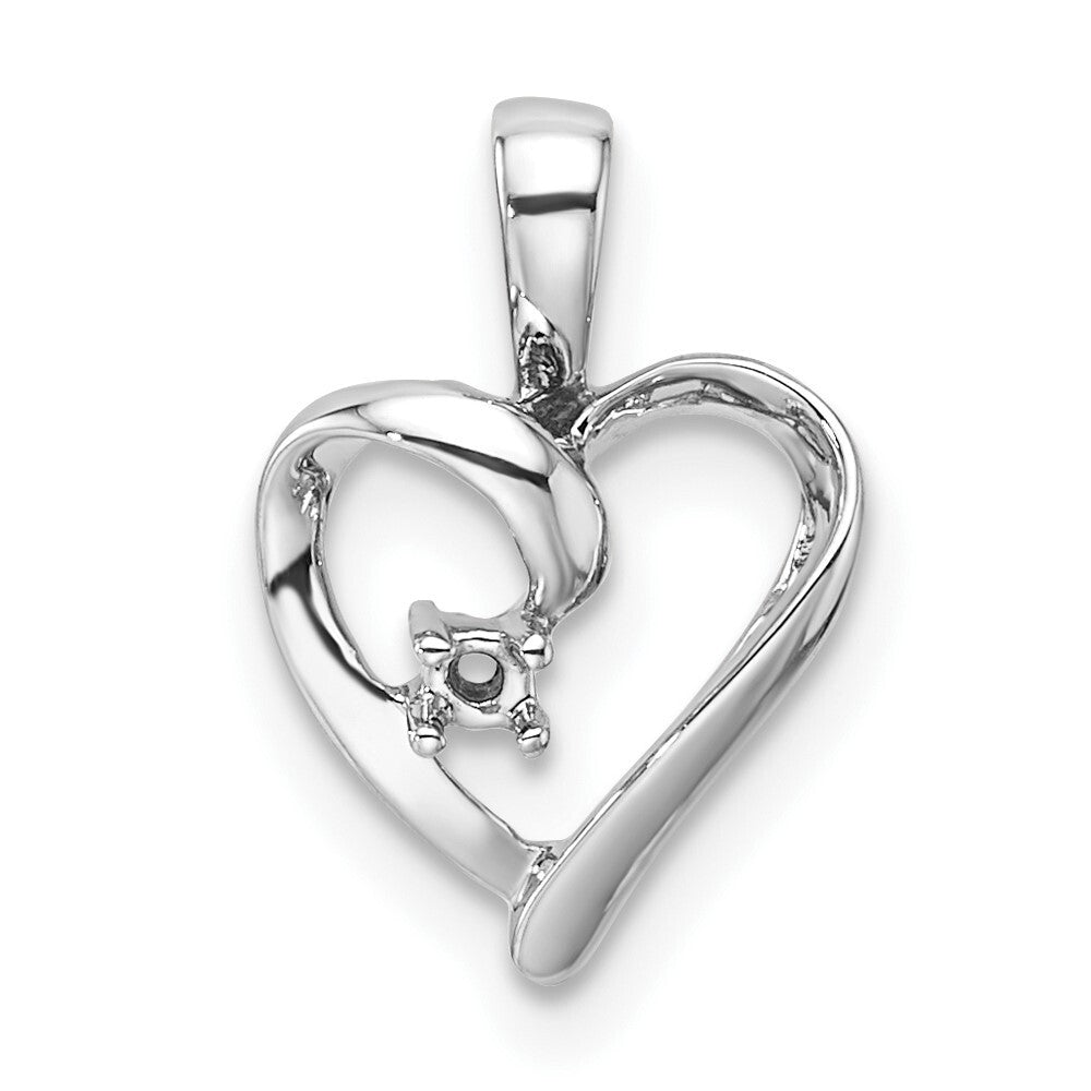 14k White Gold Heart Pendant Mounting for Women