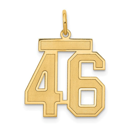 14k Yellow Gold Medium Satin Number 46 Charm Pendant