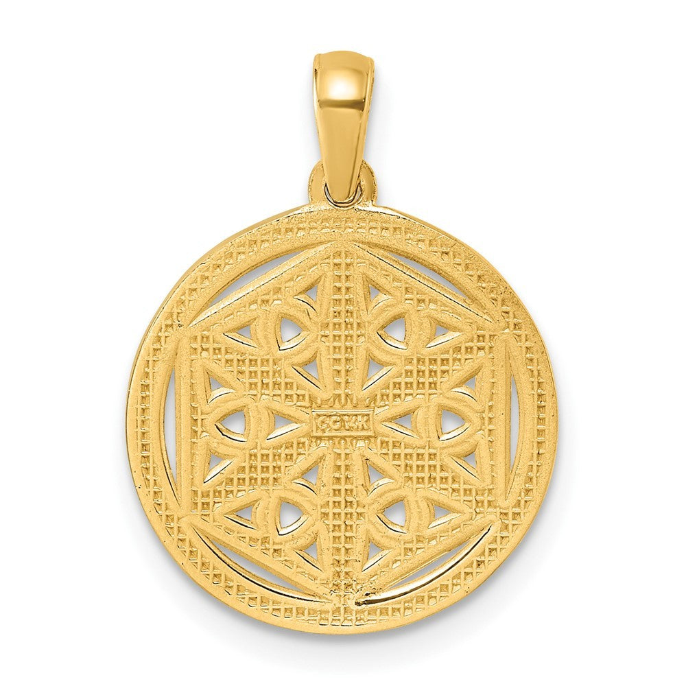 14k Yellow Gold Polished Celtic Knot Hexagon Pendant