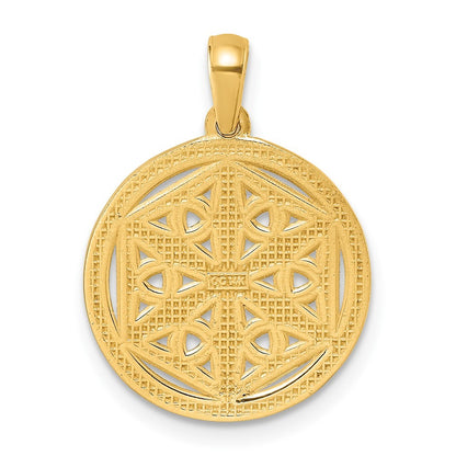 14k Yellow Gold Polished Celtic Knot Hexagon Pendant