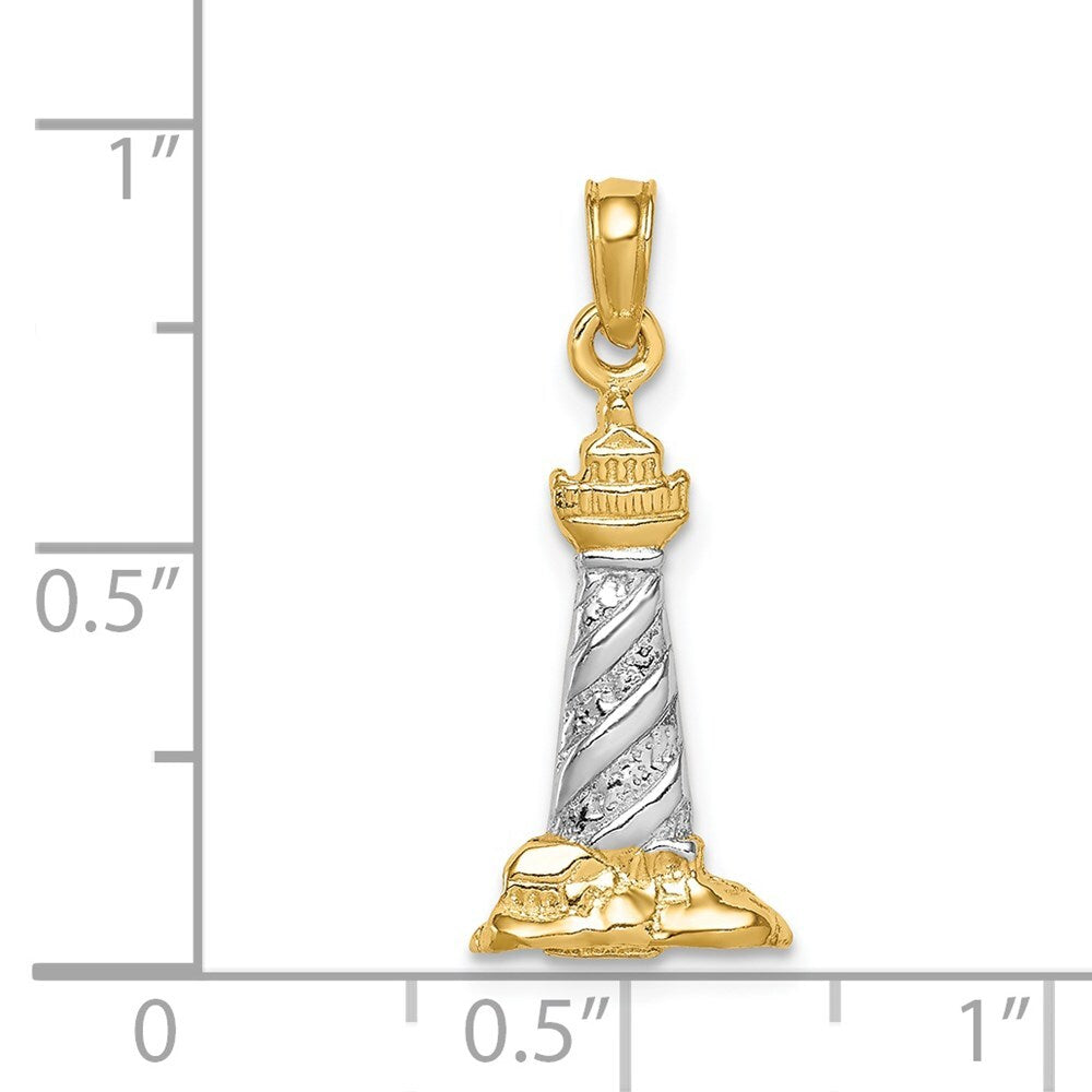 14k Yellow Gold 14KRhodium 3D St. Augustine Lighthouse Pendant for Women