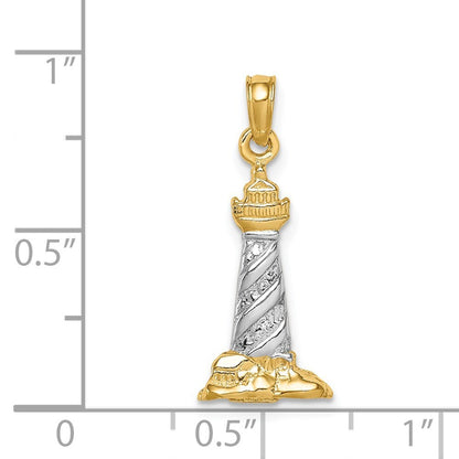 14k Yellow Gold 14KRhodium 3D St. Augustine Lighthouse Pendant for Women