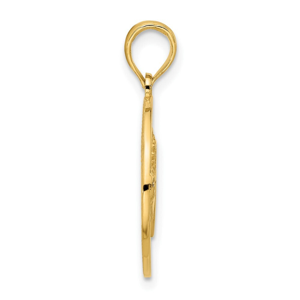 14k Yellow Gold Claddagh Circle Pendant for Women