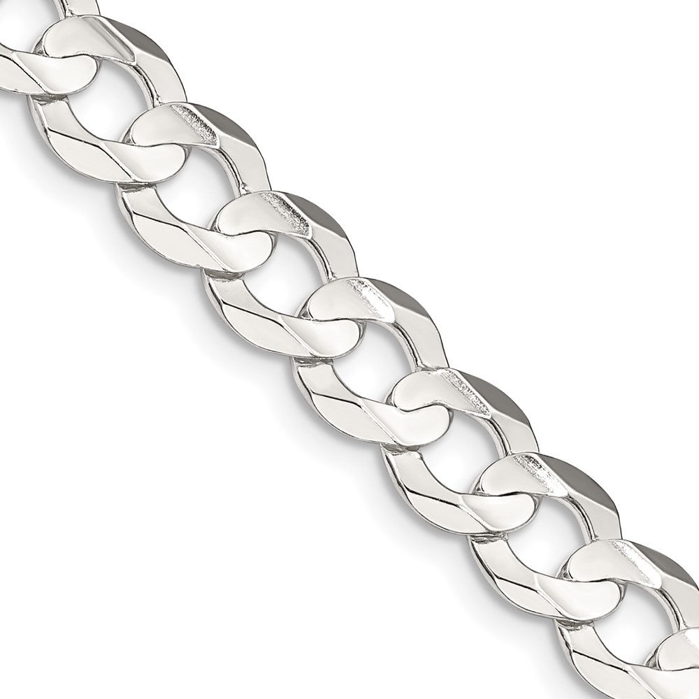 Sterling Silver 7.8mm Concave Beveled Curb Chain Necklace