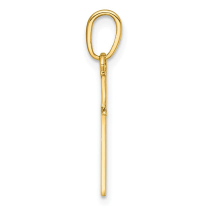14k Yellow Gold 3-D and Polished Stick Cross Charm