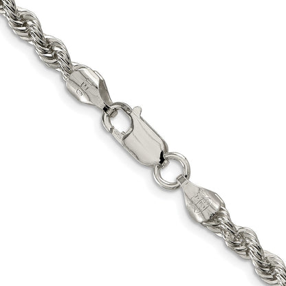 Sterling Silver Rhodium-plated 4.3mm Solid Rope Chain
