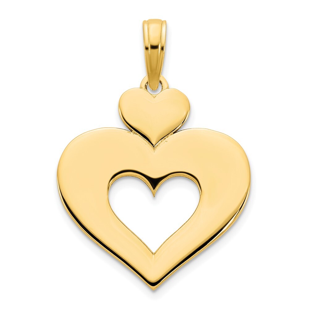 14k Yellow Gold Cut Out Heart Pendant for Women
