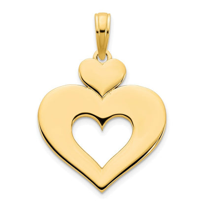 14k Yellow Gold Cut Out Heart Pendant for Women