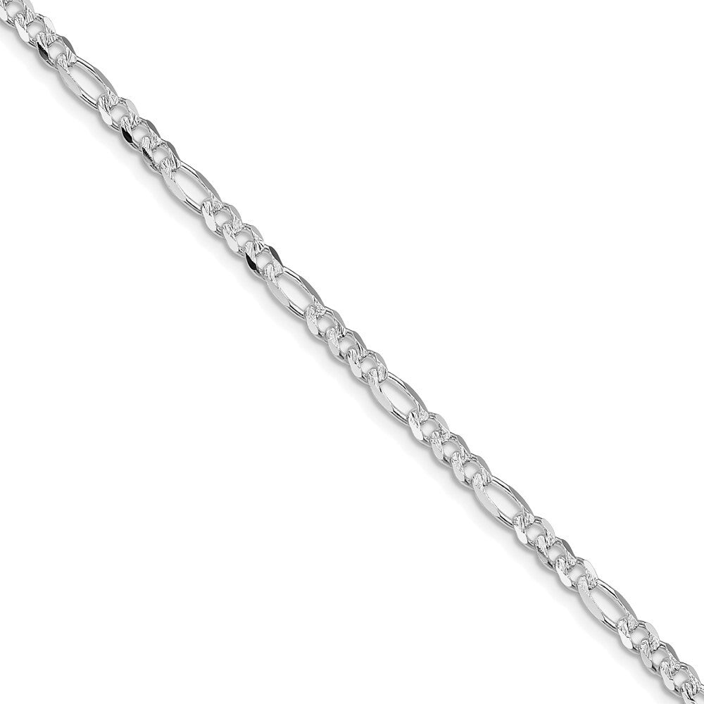 Sterling Silver Rhodium-plated 4mm Pav� Flat Figaro Chain