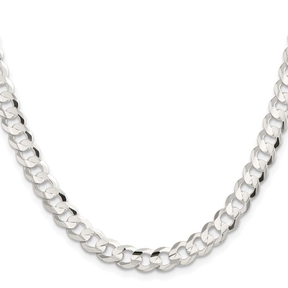 Sterling Silver 7.8mm Concave Beveled Curb Chain Necklace